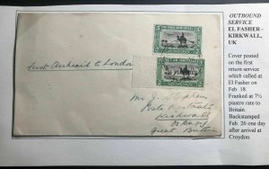 1936 El Fasher Sudan First Return Flight Airmail Cover FFC To England