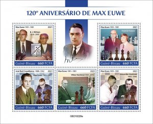 GUINEA BISSAU - 2021 - Max Euwe - Perf 5v Sheet - Mint Never Hinged