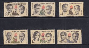 Czechoslovakia #1868-1873 MNH 1973 portraits : fighters against Nazism
