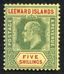 Leeward Islands 1907-11 5s green and red on yellow wmk MCA SG45 VFM 