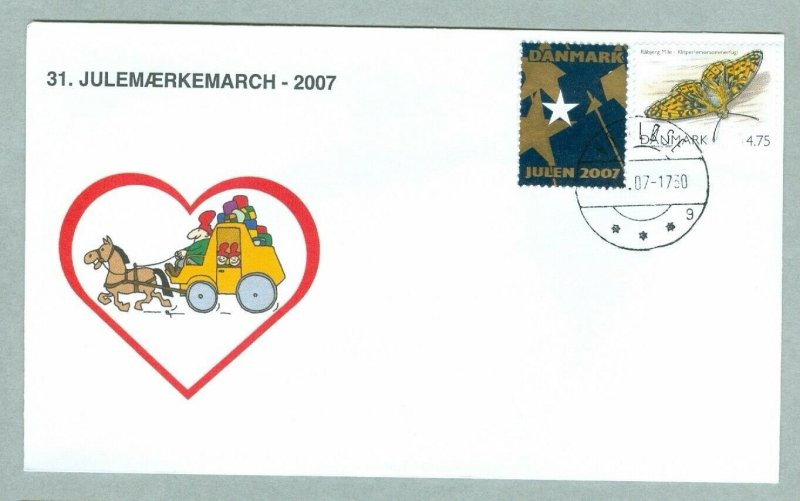 Denmark. Cover Cachet Mail Coach. # 31  Christmas Seals Walk 2007. Vaerlose.