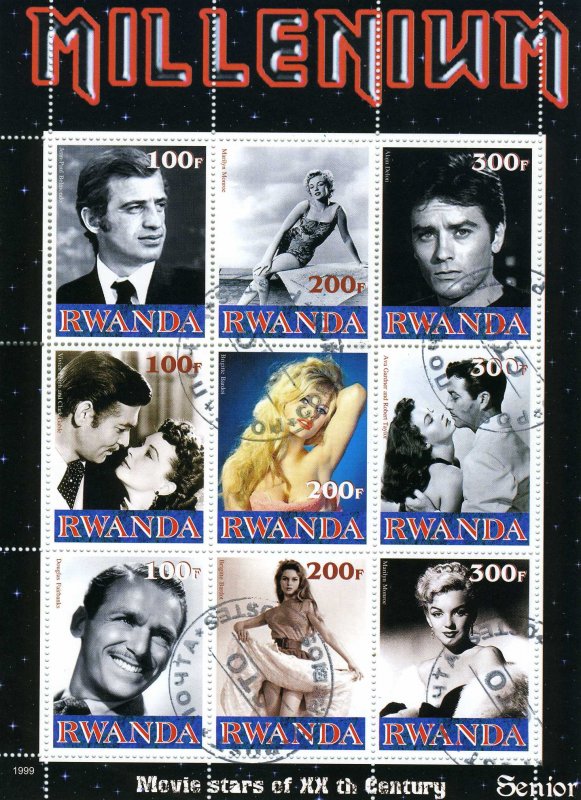 Rwanda 1999 MILLENNIUM French Movie Stars Sheet Perforated Fine Used VF