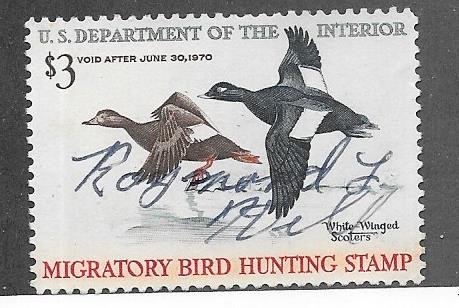 US #RW36  1969  $3 Federal Duck Stamp  (U) multicolored  CV$7.00