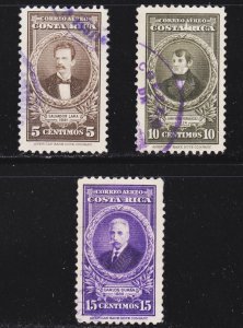 Costa Rica Scott C179-81 complete set F to VF used.