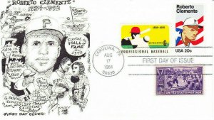 Combo FDC #2097 Roberto Clemente tied with #855 #1381 Baseball 1984