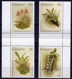 Guyana 1985  ORCHIDS Set of 4 values perforated MNH