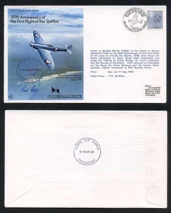 F1b 50th Ann of the First Flight of Spitfire Pilot Signed by P. Day 