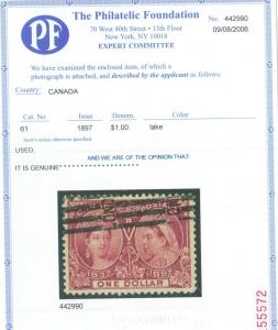 Canada #61 Extra Fine Used **With Certificate**