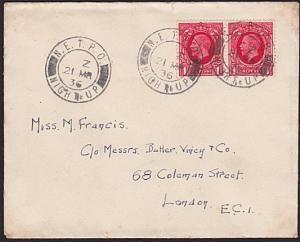 GB 1936 cover N.E.T.P.O. / NIGHT UP - railway cds...........................6412