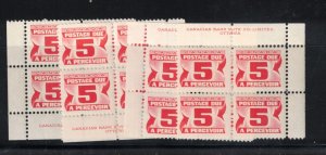 Canada #J32a Very Fine Never Hinged Match Set Of Plate Blocks