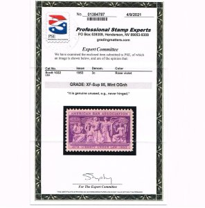 EXCEPTIONAL GENUINE SCOTT #1022 MINT PRISTINE OG NH PSE CERT GRADED XF-SUPERB-95