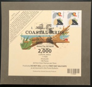 Coastal Birds Stamp 2015 FDC Deck Card DCP First Day