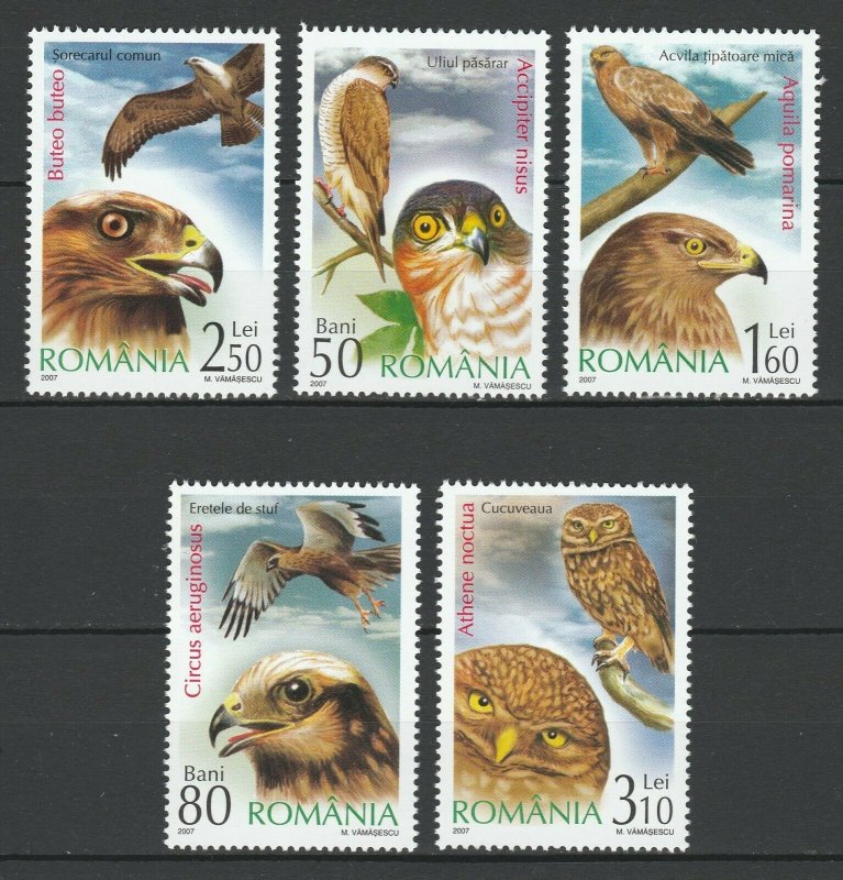 Romania 2007 Birds of prey 5 MNH stamps