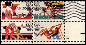 United States - Postally-used Plate Block Scott #C112a (Olympics)