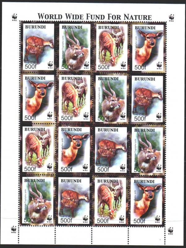 Burundi. 2004. Small sheet 1867-70. Antelopes, WWF, fauna. MNH.