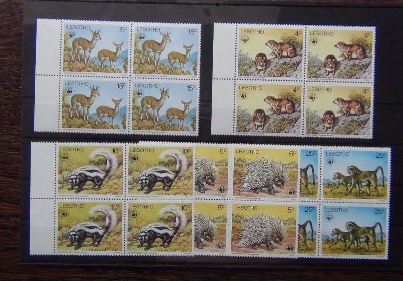 Lesotho 1977 Animaux ensemble en bloc x 4 MNH