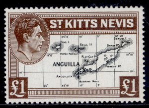 ST KITTS-NEVIS GVI SG77f, £1 black & brown, NH MINT. Cat £25.