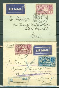 INDIA 1931 GEO V LOT of (2) AIRMAIL COVERS incl. (1) REGISTERED