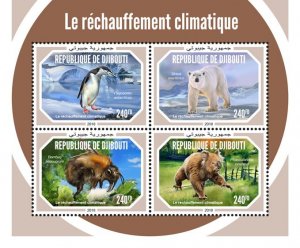 DJIBUTI - 2018 - Global Warming - Perf 4v Sheet - Mint Never Hinged