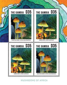 Gambia 2013 - Mushrooms - Sheet of 4 stamps - Scott #3528 - MNH