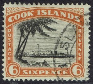 COOK ISLANDS 1932 PICTORIAL 6D NO WMK PERF 13 USED