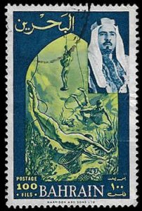 Bahrain #149 Used LH; 100f Sheik Al Khalifah & Pearl Divers (1966)