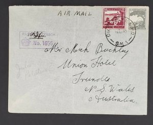 1940 Palestine Australian Army DIV Supply H.Q.P.O. 5.M.I Censored Airmail Cover