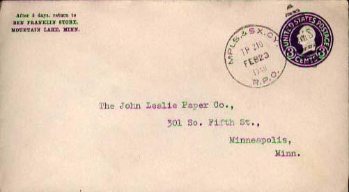 United States, Postal Stationery, U.S. R.P.O.'s, Minnesota, South Dakota