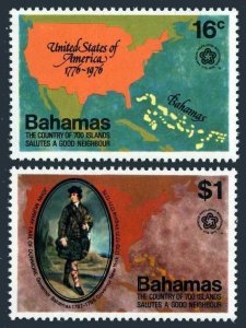 Bahamas 392-393,393a,MNH.Michel 396-397,Bl.16. USA-200.Map,Governor John Murray.