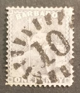 FANCY CANCEL 10 - BARBADOS Scott 10 Used Stamp One Penny Green z7232