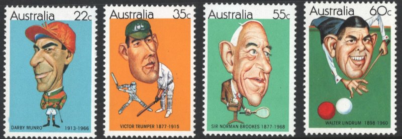 Australia SC#772-775 22¢-60¢ Caricatures of Sporting Personalities (1981) MNH