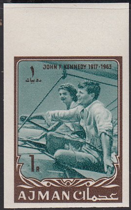 Ajman 1964 MNH Sc #22 IMPERF 1r John F Kennedy sailing with Jackie