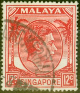 Singapore 1952 12c Scarlet SG22a Very Fine Used 