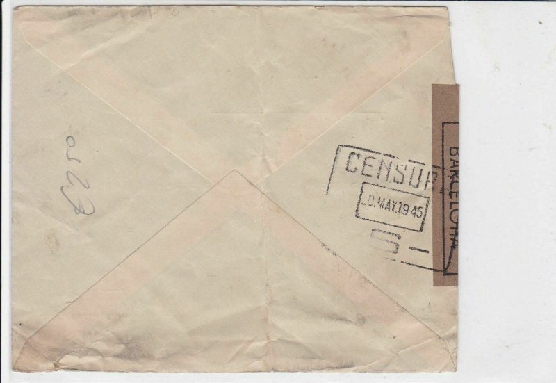 spain  1945 censor stamps cover ref 19323