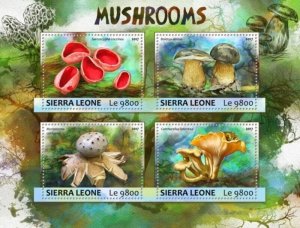 Sierra Leone - 2017 Mushrooms - 4 Stamp Sheet - SRL17301a