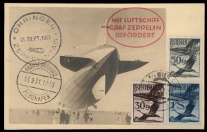 Austria 1931 Graf Zeppelin Si128Da Oehringenfahrt Frankfurt 82 Flown Cover 99815