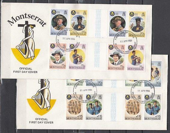 Montserrat, Scott cat. 592-599. Girl Guides Anniv. Gutter Pair. First Day Cover.