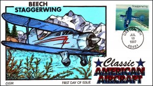 Scott 3142j 32 Cents Beech Staggerwing Collins Hand Painted FDC