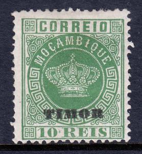TIMOR — SCOTT 2a — 1885 10r OVPT. ON MOZAMBIQUE STAMP — MH — SCV $22.50