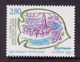 France-Sc#2426-Unused NH set-Federation of French Philatelic Societies-1994-