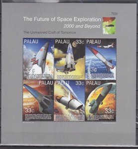 Palau Rep. Scott cat. 548 a-f. Future Space Exploration sheet. ^