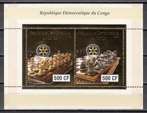 Congo Dem., Mi cat. 2003 issue. Chess 500 CF Gold Foil s/sheet.