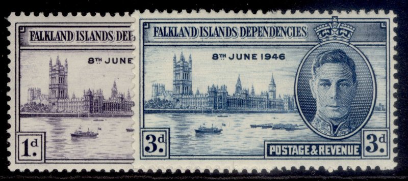 FALKLAND ISLANDS - Dependencies GVI SG G17-G18, 1946 VICTORY set, M MINT.