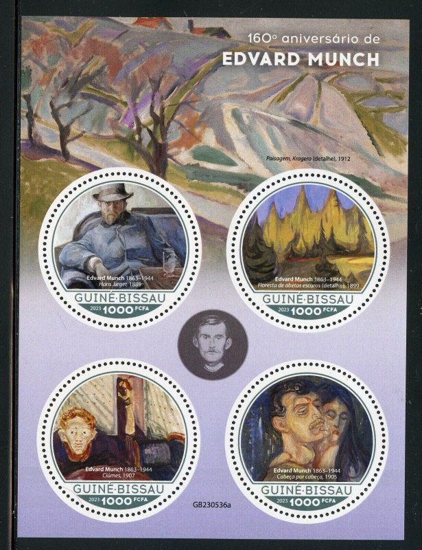 GUINEA BISSAU 2023 160th BIRTH ANNIVERSARY EDVARD MUNCH PAINTINGS SHEET MINT NH