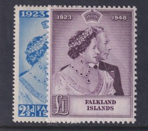 Falkland Islands, Scott 99-100 (SG 166-167), MNH (£1 light bend)