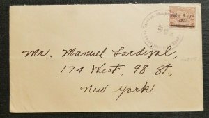 1927 San Pedro Sula Honduras to New York NY Overprint Cover 