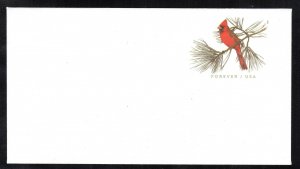 US 2023 U702 Northern Cardinal Forever #6 3/4 regular stamped envelope SA flap