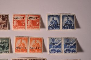 Italy Trieste Scott# 58-69 MNH OG Pairs + Single 1949 Full Set Mint AMG FTT ovpt