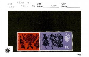 Great Britain, Postage Stamp, #428-429 Mint LH, 1965 Folk Dancer (AC)