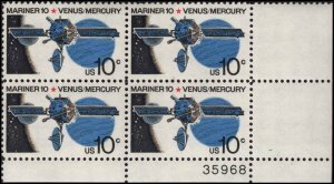 U.S.#1557 Mariner 10, Venus and Mercury 10c Plate Block of 4, MNH. P#35968 LR